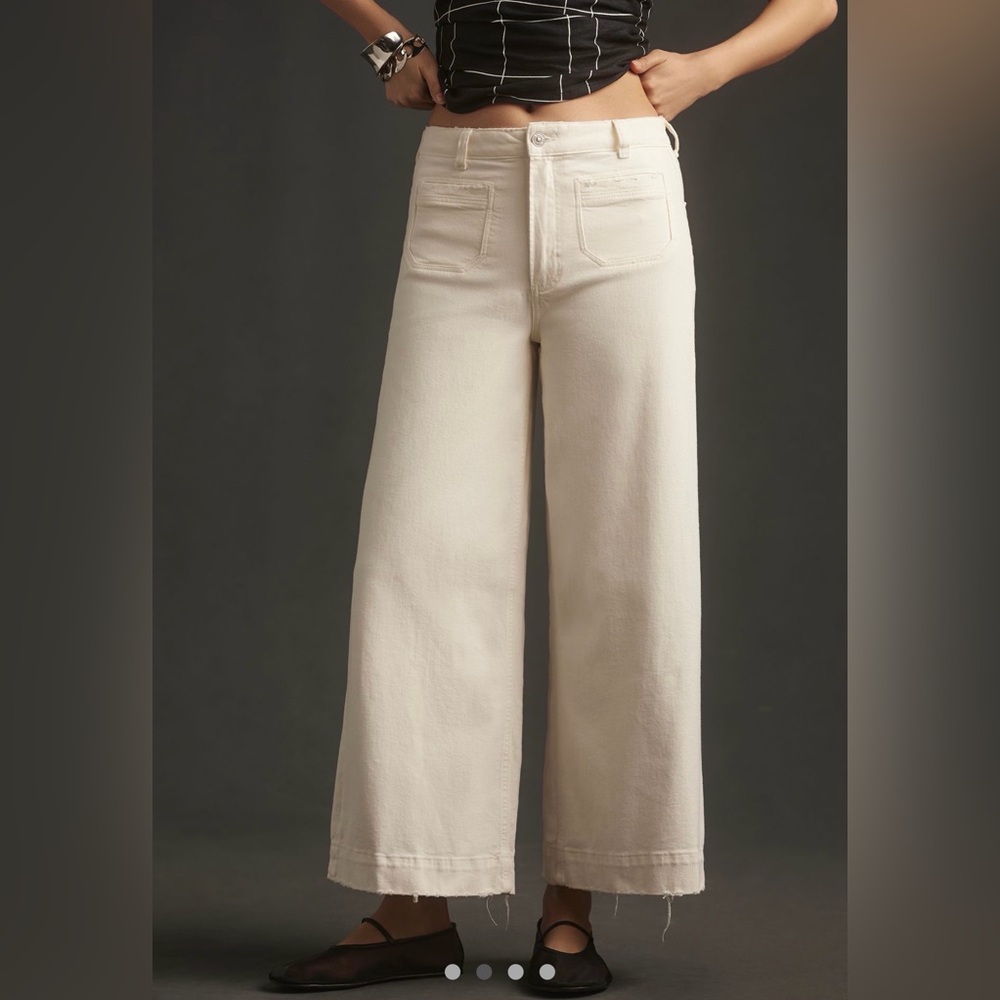 PAIGE Harper Ankle High-Rise Wide Leg Jean in Tonal Ecru - Picture 2 of 10